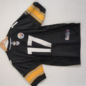 Reebok Pittsburgh Steelers Men's Jersey #17 Wallace Black and Gold Size 50/Med